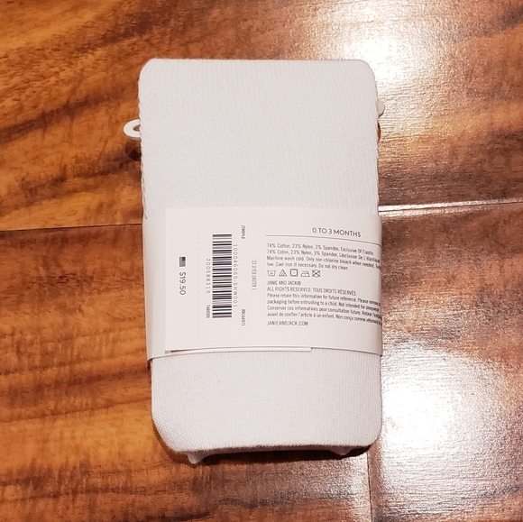 Janie and Jack NWT 0-3 months ivory and pink floral tights - Picture 3 of 3